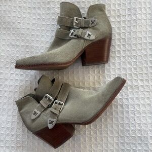Sam Edelman Suede Western Ankle Boots in muted green size 8.5